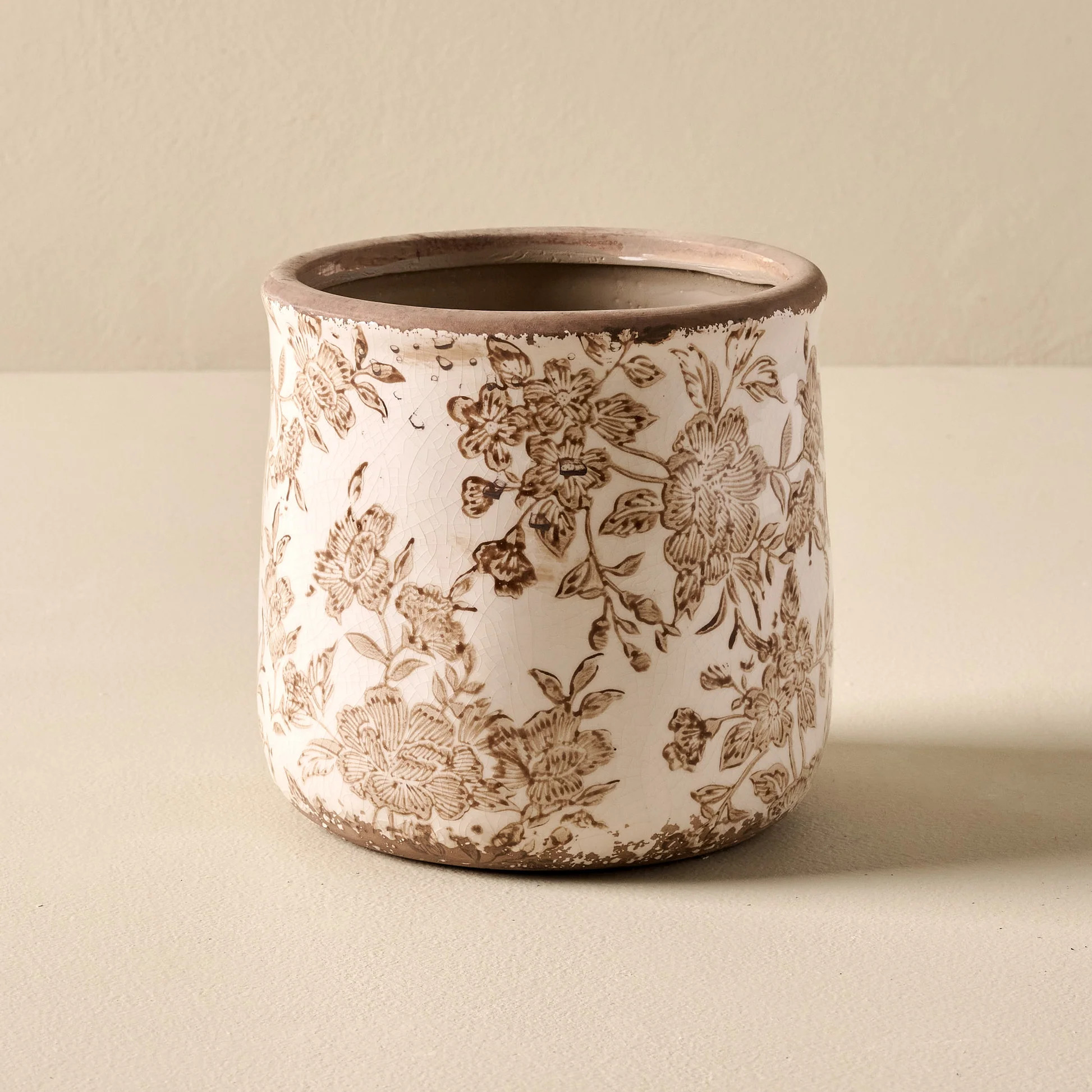 Brown and White Distressed Planter | Magnolia