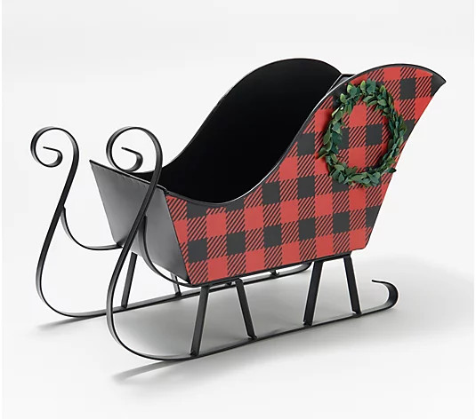 Buffalo Check Decorative Metal Sleigh by Valerie - QVC.com | QVC