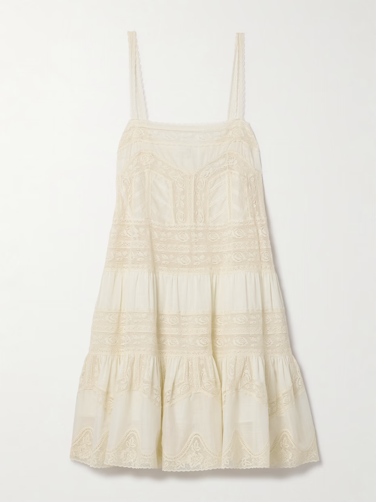 Zimmermann - Halliday Cotton-voile And Lace Mini Dress - Cream | NET-A-PORTER (US)