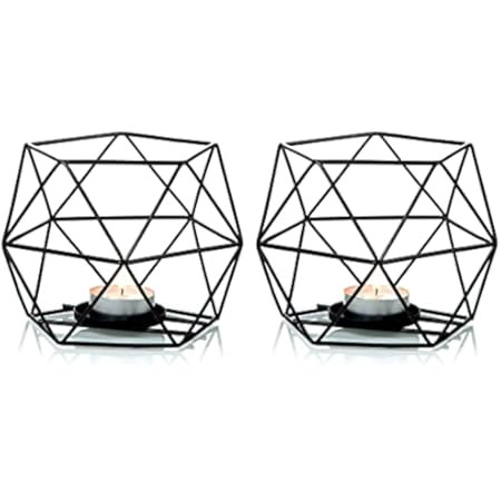 NUPTIO Candle Holder Tealight Holders - 2 Pcs Black Candle Holders for Tea Light & Pillar Candles wi | Amazon (US)