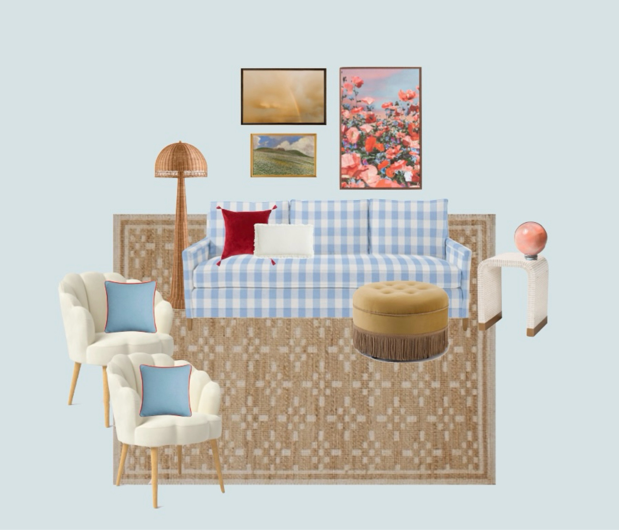 Wizard of Oz themed living space 

Dorothy, gingham, poppies, farmhouse decor, mood board, interior design 

#LTKFindsUnder50 #LTKHome