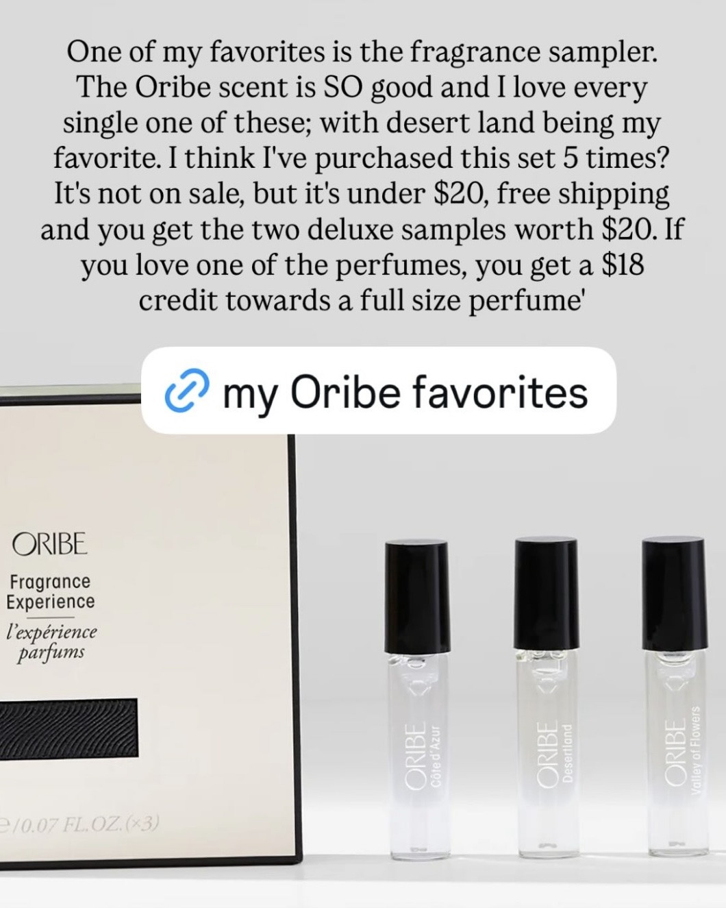 Oribe is doing a 20% off EVERYTHING sale May 11-18, so we compiled a list of our Oribe favorites!
1. Gold Lust Dry Heat Protectant Spray: My hands-down favorite heat protectant. Keeps hair soft and shiny and doesn’t weigh it down.
2. Dry Texturizing Spray: Kind of like a dry shampoo/hairspray hybrid; is great for adding volume and creating defined beachy waves.
3. Hair Alchemy Heatless Styling Balm: My FAVORITE heatless styling product! Tames frizz, helps define natural waves/curls, and doesn’t weigh hair down.
4. Fragrance Experience Set: This is the only product in our list not included in the 20% off sale, but it’s only $18 and is SO worth a shoutout. My favorite scent is the Côte D’Azur from the Gold Lust collection, but all the scents are fantastic.
5. Mystify Restyling Spray: Great for rejuvenating next-day curls, and also doubles as a heat protectant!

#LTKBeauty #LTKselfcare #LTKSaleAlert