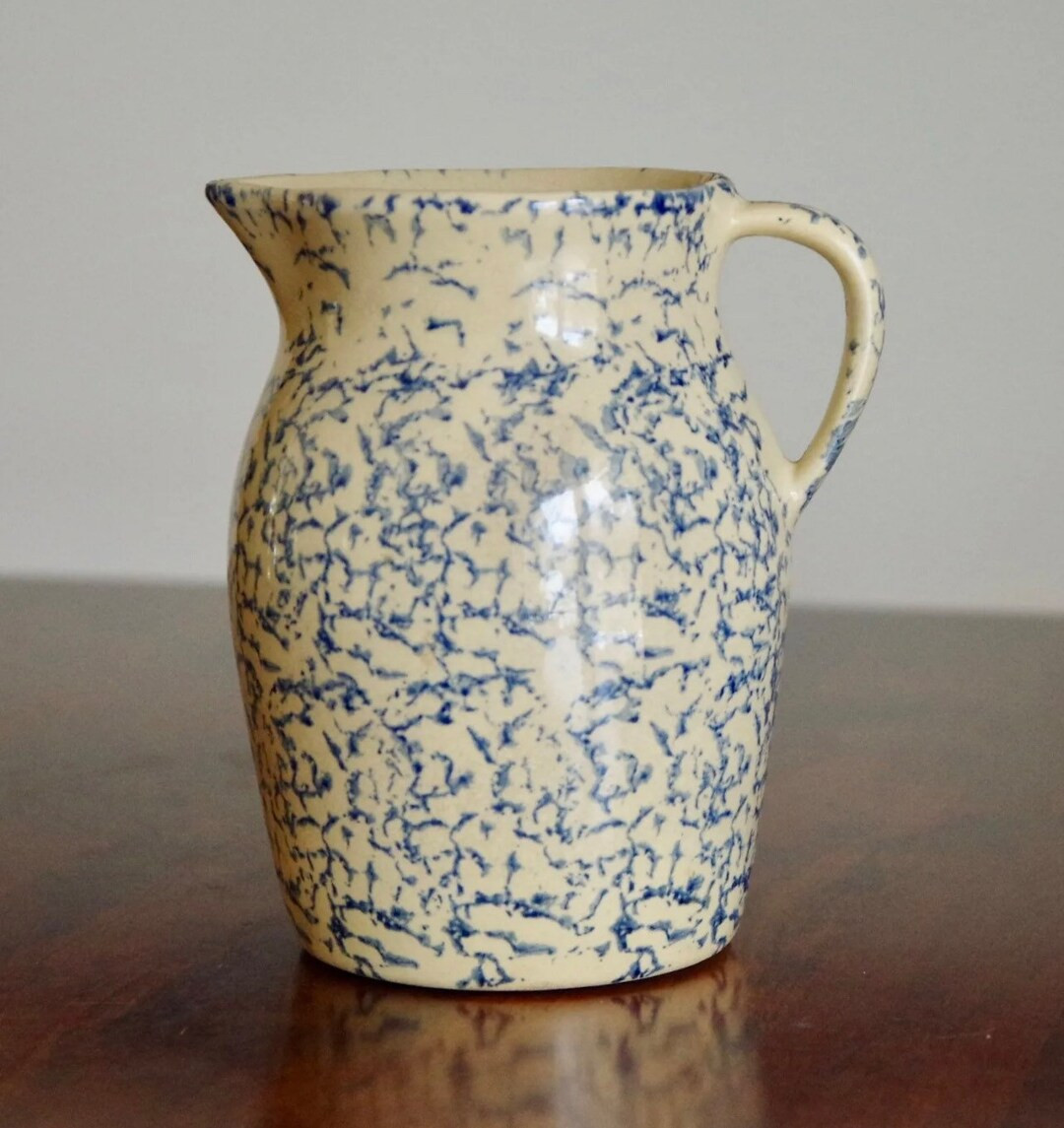 Vintage Stoneware Roseville Ransbottom Blue Spongeware Pitcher, Roseville Ohio | Vintage Spongewa... | Etsy (US)