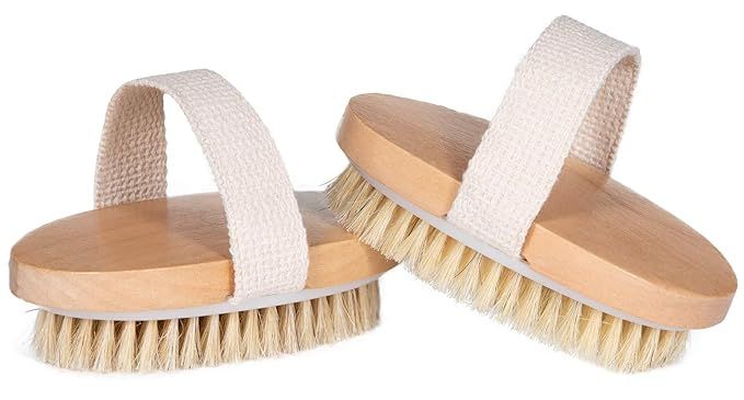 Opaz Dry Body Brush 2 pack Natural Bristle for Dry Skin - Exfoliator scrubber - wet or dry scrub ... | Amazon (US)