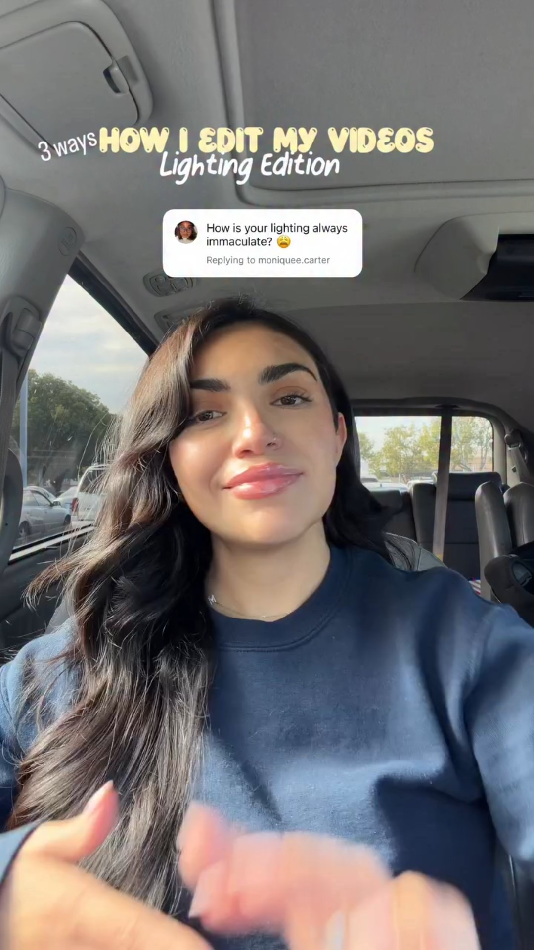 HOW I EDIT MY VIDEOS 

Step 1️⃣ Clean your camera lens (yes, REALLY clean it)
I literally use glass cleaner because fingerprints = blurry vibes

Step 2️⃣ Sunlight is your bestie
Face a window, chase the light, let it work its magic

Step 3️⃣ When filming indoors, I add a little extra light
Nothing crazy, just enough to look awake and alive 😂

If this helped, follow me for more easy, no-gatekeeping tips ✨
And comment a “💡” if you want my full list of lighting + filming products 🤍