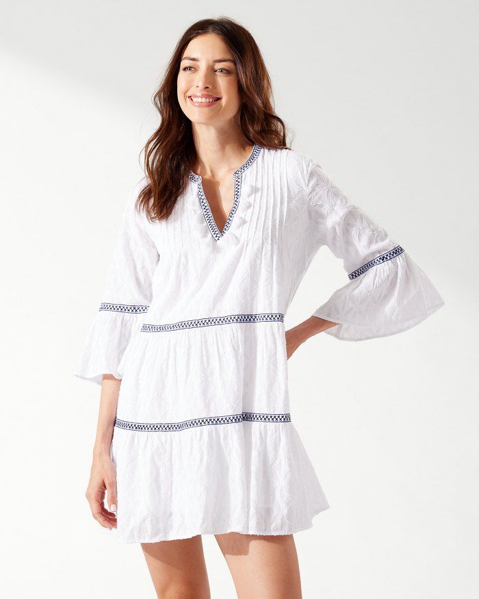 Cotton Clip Embroidered Tier Dress | Tommy Bahama