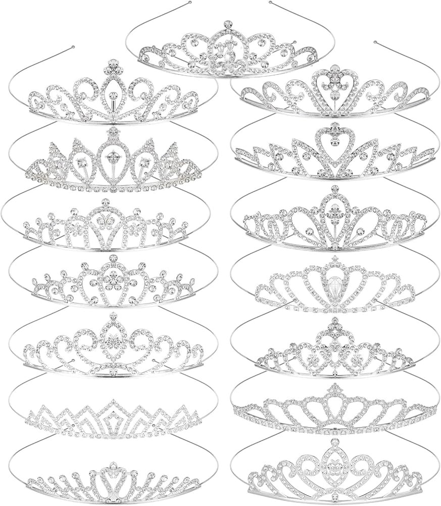 15 PCS Princess Crown for Women,Silver Crystal Tiara Crown,Rhinestone Princess Crowns Headband,Cr... | Amazon (US)