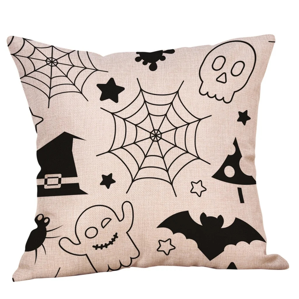 Pumpkin Halloween Throw Pillow Covers Set, Cotton Linen Decorative Square Cushion - Walmart.com | Walmart (US)