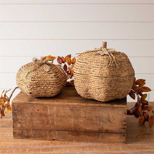 Woven Nesting Pumpkin Basket Set of 2 | Antique Farm House