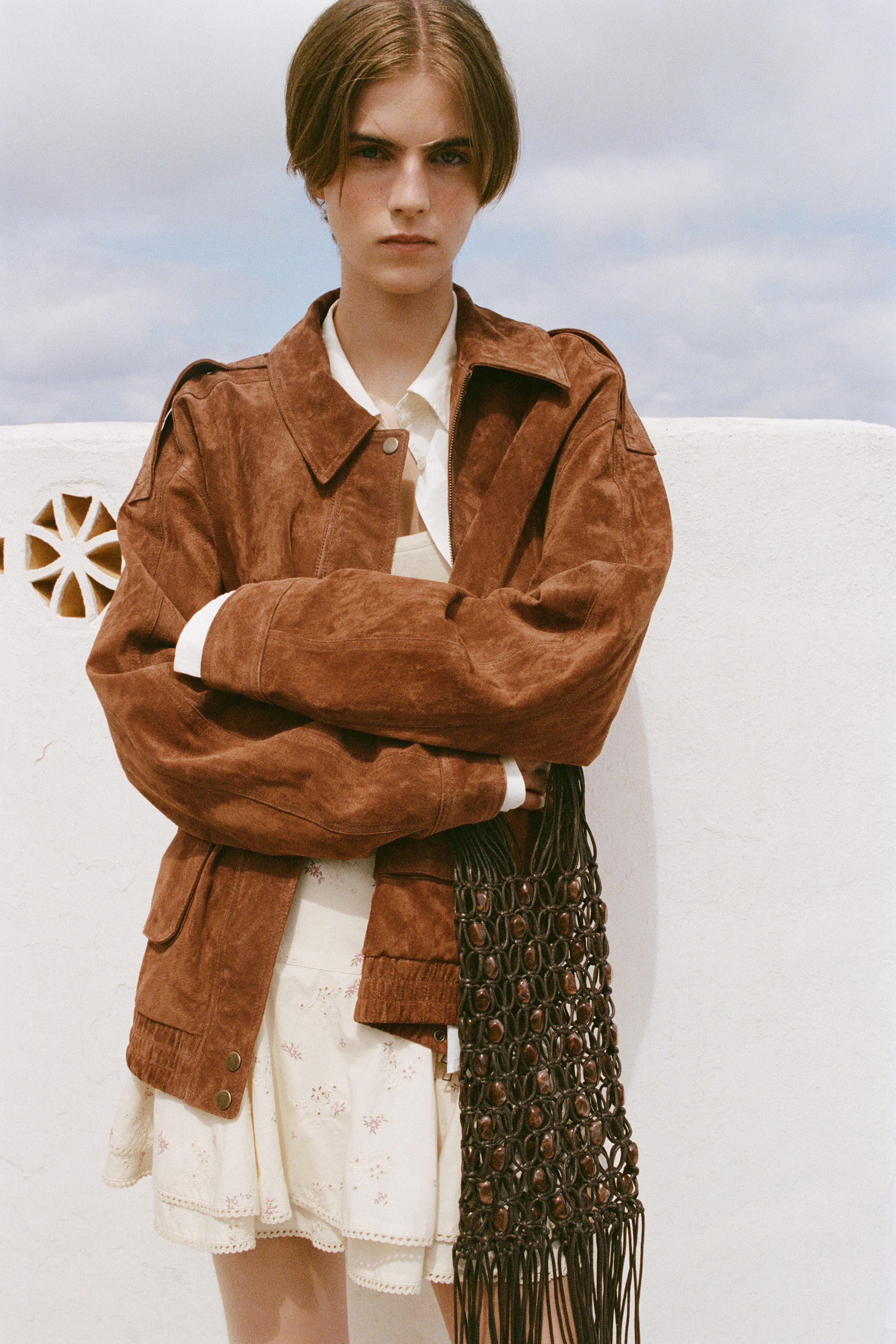 100% SUEDE BOMBER JACKET WITH POCKETS | Zara US