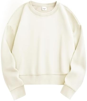 Stelle Cropped Sweatshirts for Women Cotton Long Sleeve Crop Tops Crewneck Pullover Oversized Swe... | Amazon (US)