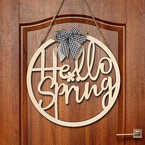 Hello Spring Door Sign Wood Spring Welcome Sign Hollow Spring Hanging Sign Spring Wall Decoration Do | Amazon (US)