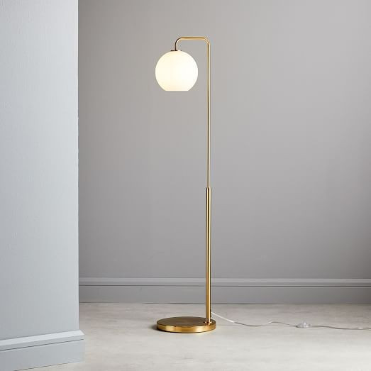 Sculptural Glass Globe Floor, Small Globe, Milk Shade, Brass Canopy | West Elm (US)