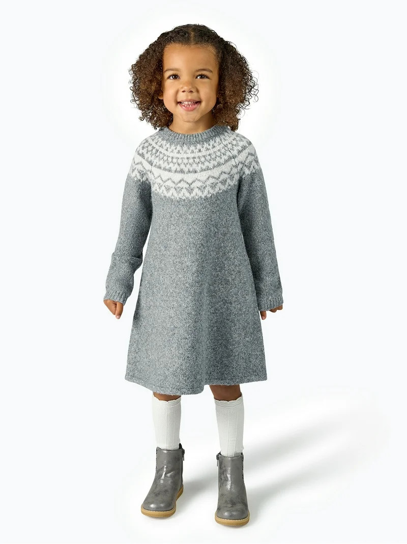 Modern Moments by Gerber Vestido de Punto Tipo Suéter con Manga Raglán para Niña Pequeña, Tal... | Walmart (US)