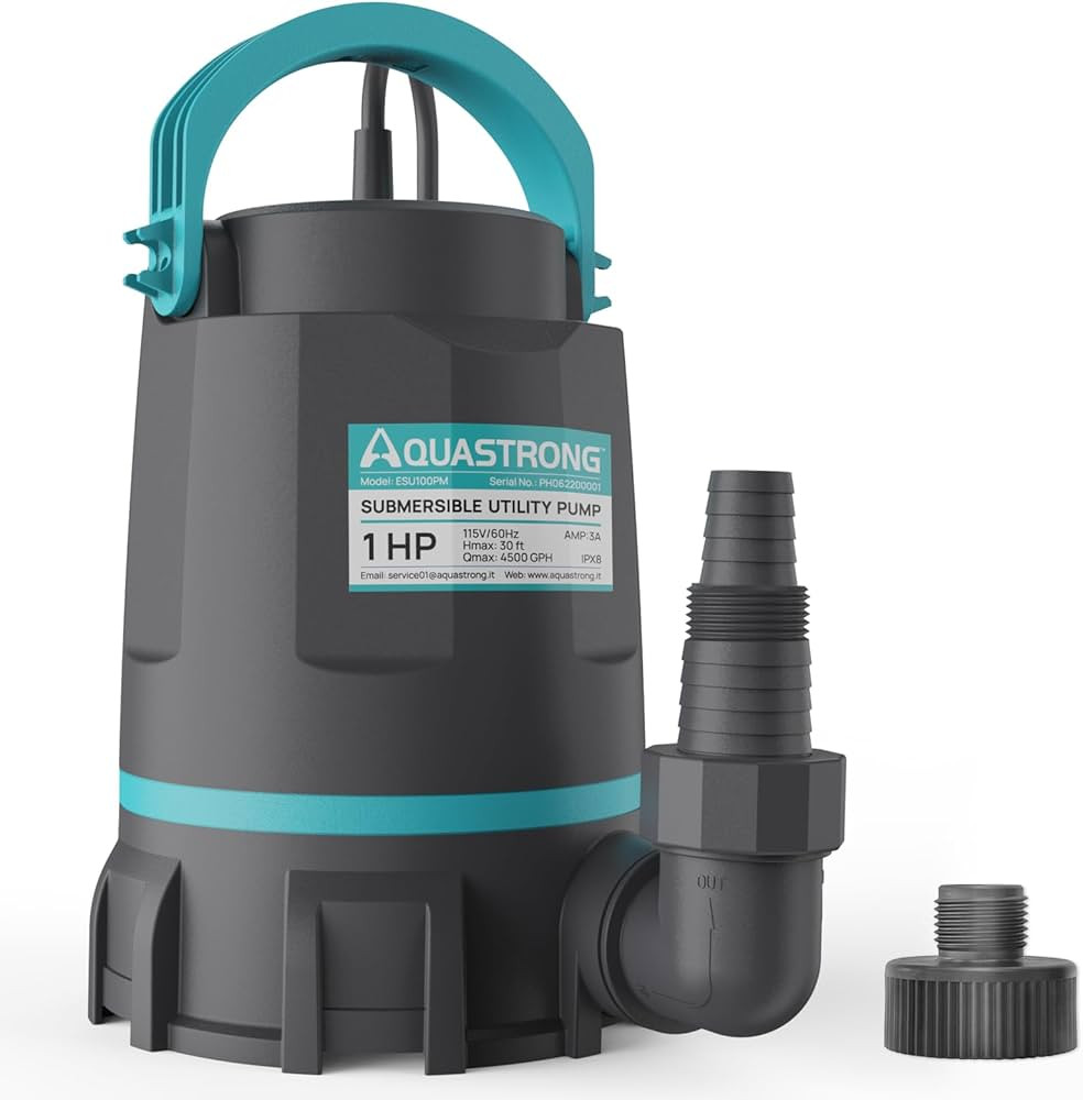 Aquastrong Sump Pump 1 HP 4500 GPH Submersible Water Pump Thermoplastic Portable Utility Pump Hig... | Amazon (US)