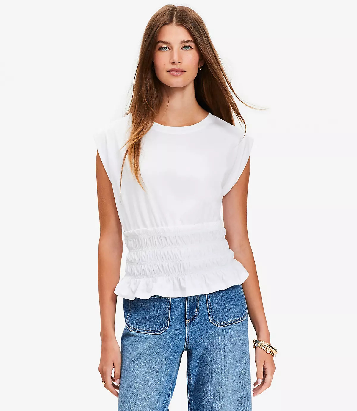 Smocked Modern Wedge Tee | LOFT