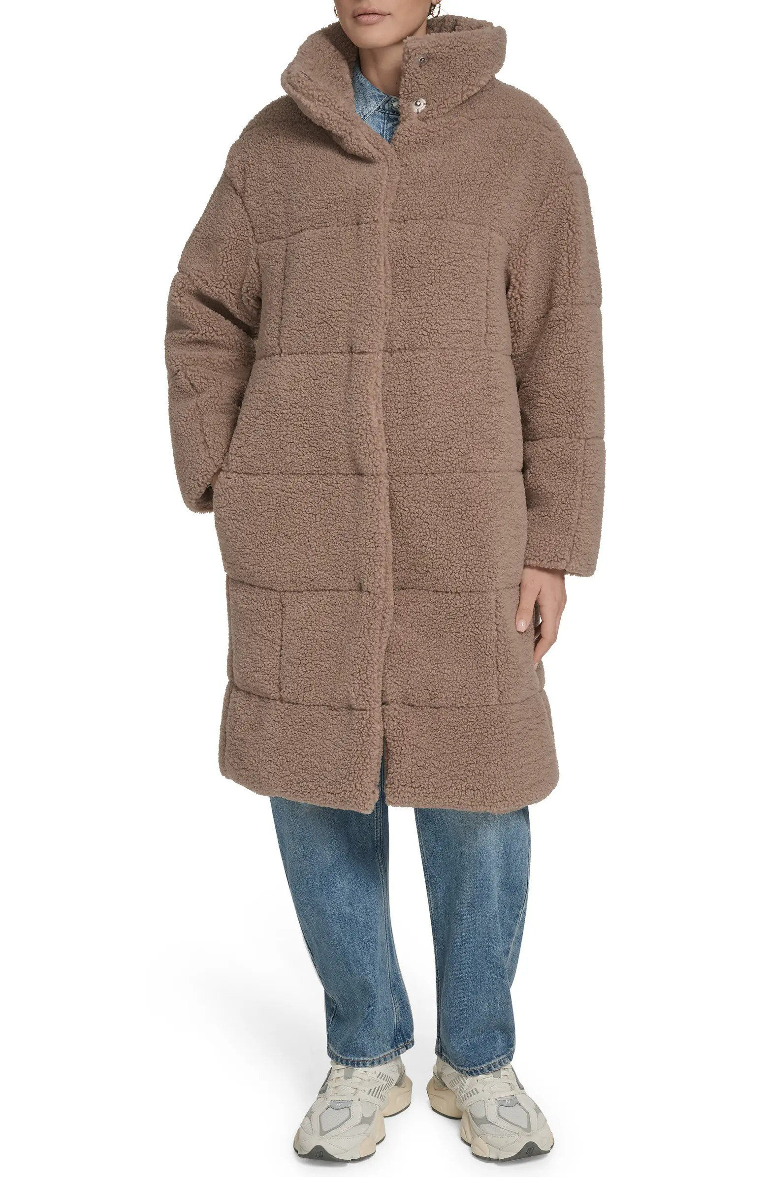 Quilted Fleece Long Teddy Coat | Nordstrom