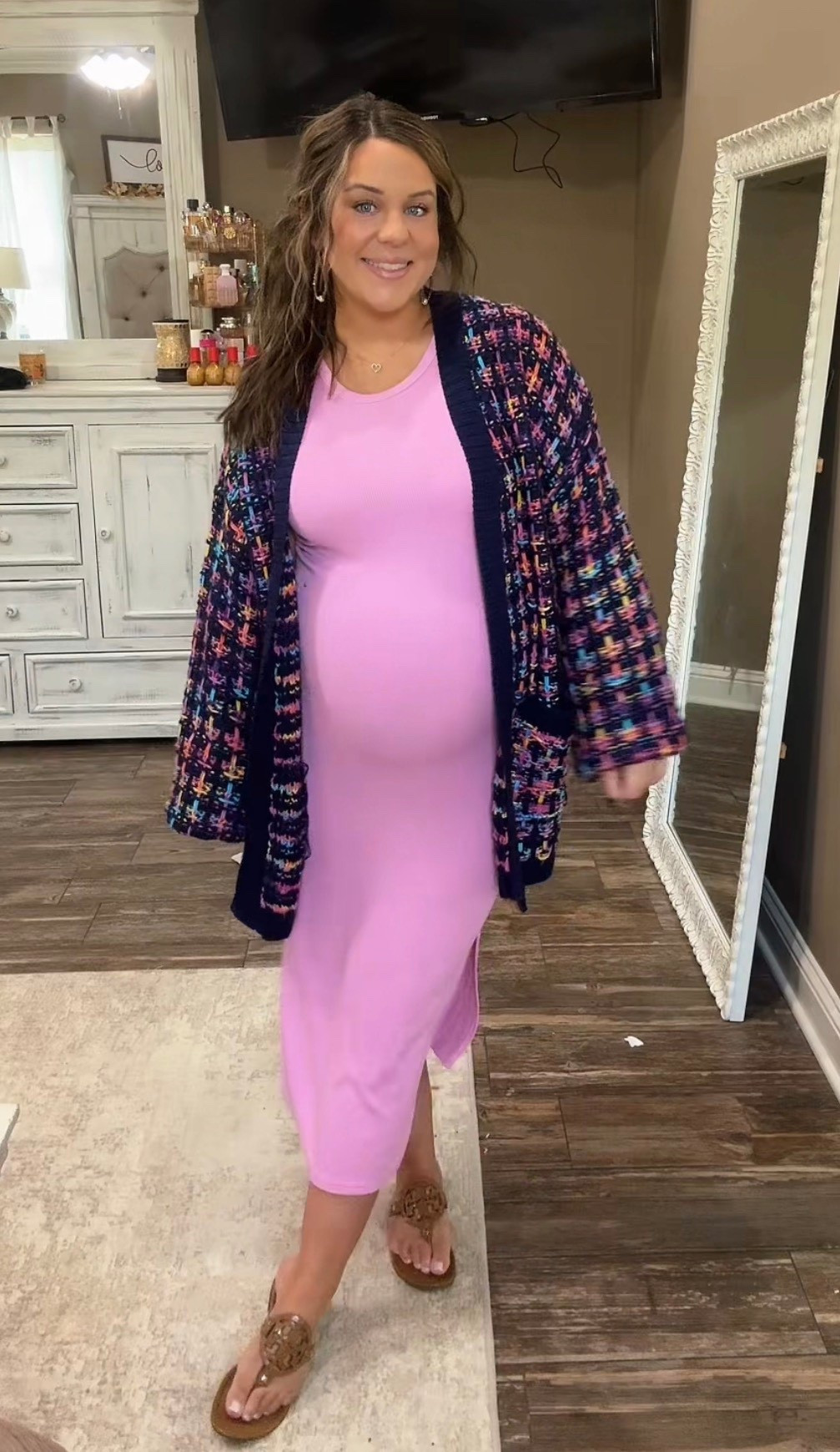 wearing a medium in the dress • cardigan is super old from a boutique 🩵