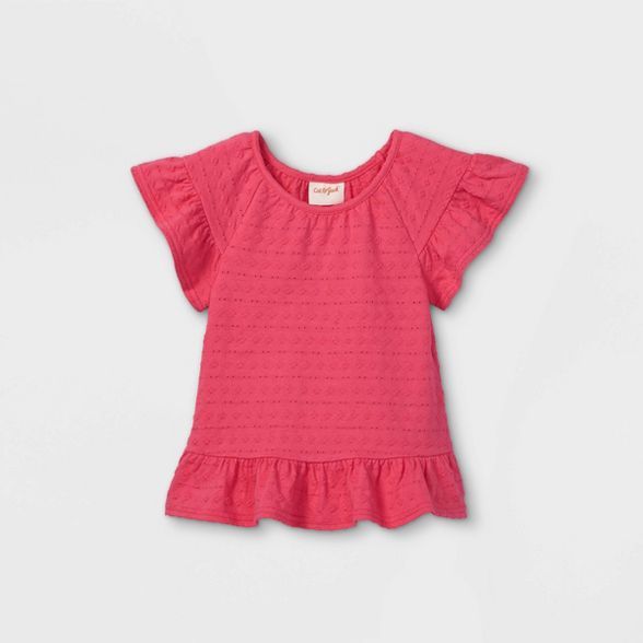 Toddler Girls' Eyelet Short Sleeve Blouse - Cat & Jack™ Pink | Target