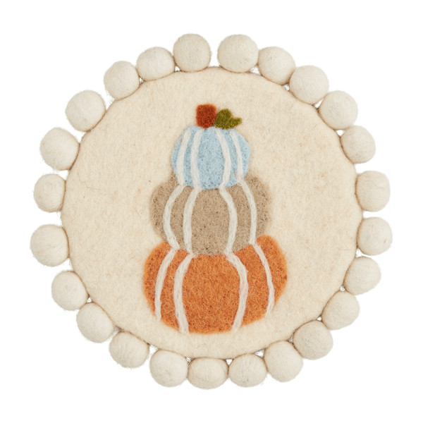 Stacked Pumpkins Pom Trivet | Mud Pie