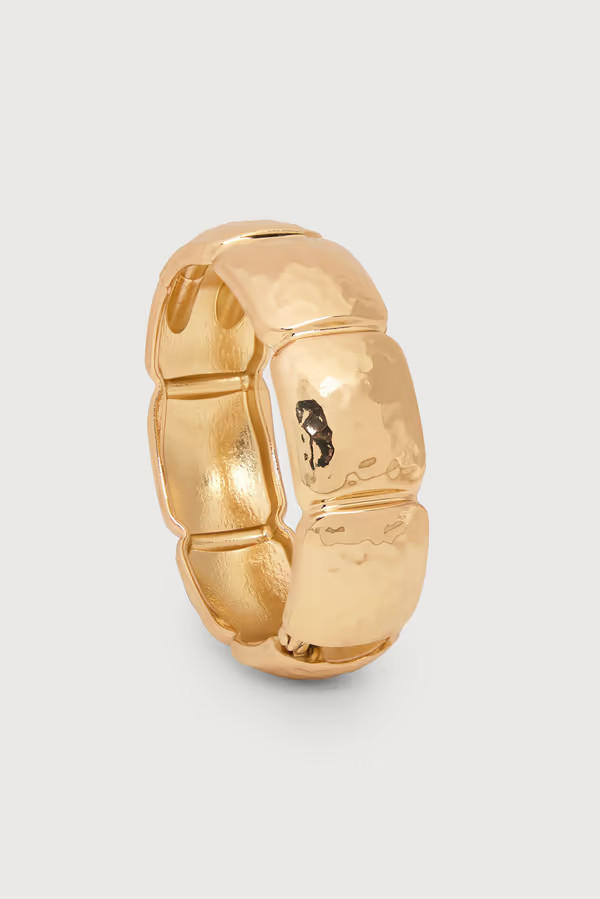 Gilded Hammered Hinged Cuff | Saachi