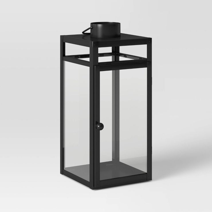 24" x 8" Decorative Metal Lantern Candle Holder Black - Threshold™ | Target