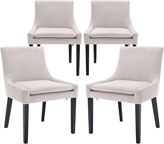 COLAMY Modern Dining Chairs Set of 4, Upholstered Corduroy Accent Side Leisure Chairs with Mid Ba... | Amazon (US)