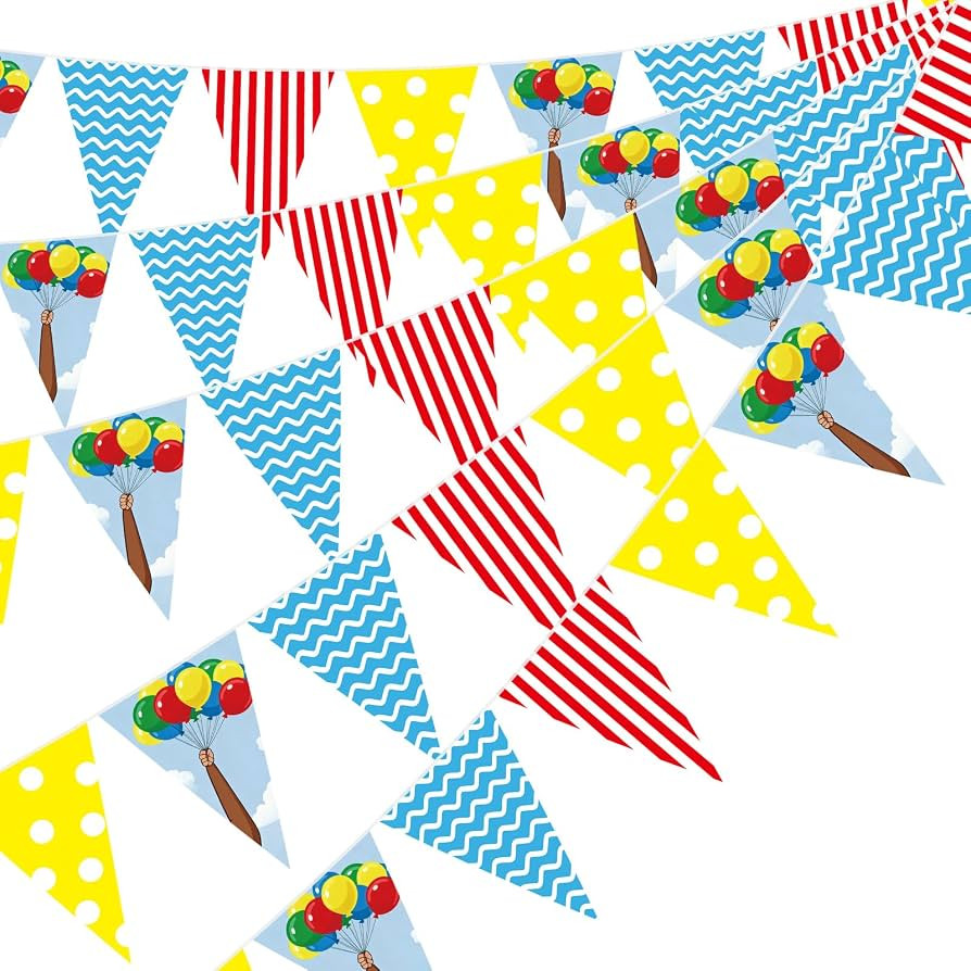 Epakh 49 ft 5 Pcs Curious Banner 9.84 ft Red Blue and Yellow Banner Indoor Outdoor Birthday Party... | Amazon (US)