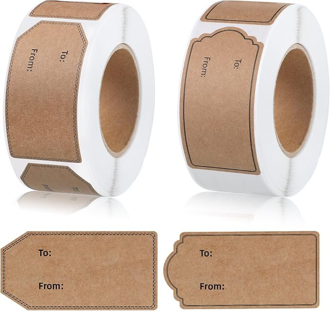 600 Pcs Natural Brown Kraft to and from Gift Tag Stickers 1.18"X2.36", Kraft to from Adhesive Gif... | Amazon (US)