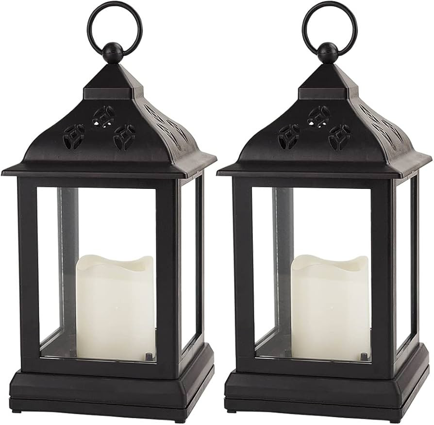 Bright Zeal 2-Pack 9.5" Vintage Decorative Candle Lantern with LED Flickering Flameless Candle (B... | Amazon (US)