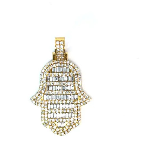 Ancona Jewelry 14K Yellow Gold Hamsa Pendant with 2.67 Carats of Lab Grown Diamonds in White at Nordstrom | Nordstrom