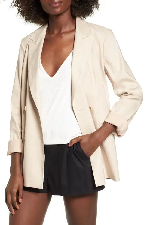 Leith Double Breasted Linen Blend Blazer | Nordstrom