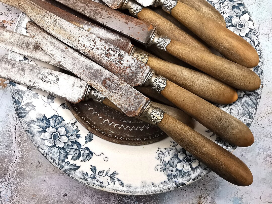 Food Photography Props, Vintage French Rustic Cutlery, Horn Handles, Shibumi 渋み, Shibui, ウ... | Etsy (US)