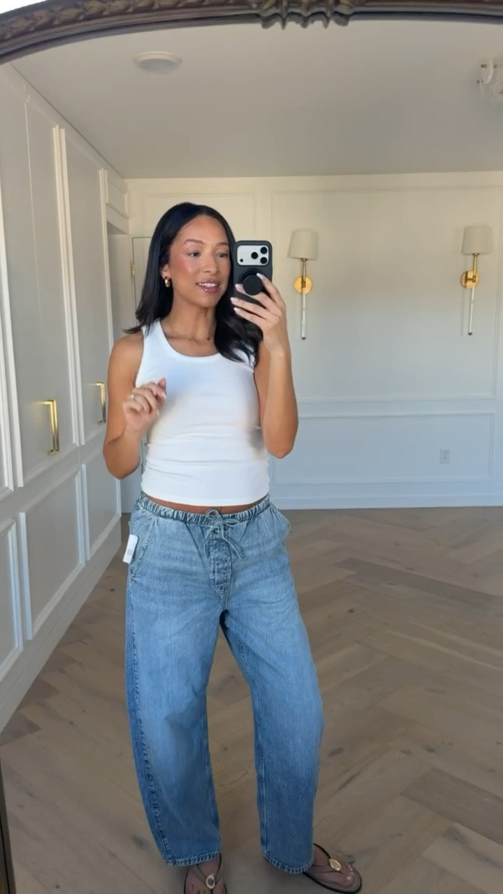 Spring outfit!! Wearing size S white tank and size M pants 🤍 They’re so cute, casual, and super comfortable with an elastic waistband! 

spring fashion, spring style, spring outfit, travel outfit, airport outfit, casual outfit, mom outfit, postpartum outfit

#LTKSeasonal #LTKSaleAlert #LTKmomlife