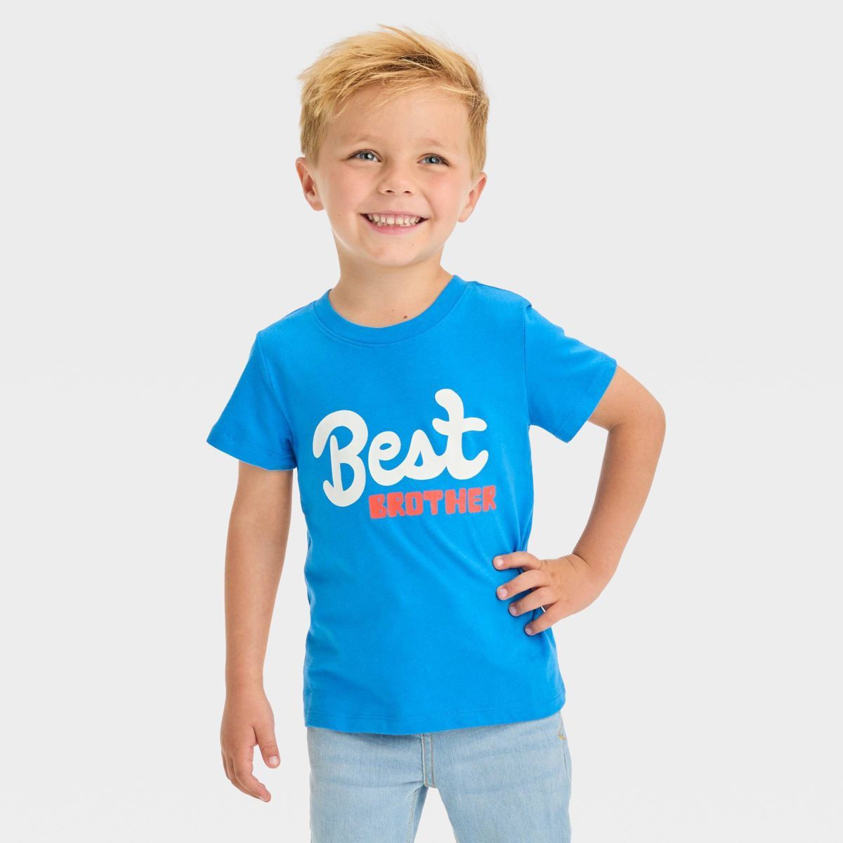 Toddler Boys' Best Brother Short Sleeve Graphic T-Shirt - Cat & Jack™ Blue 2T | Target
