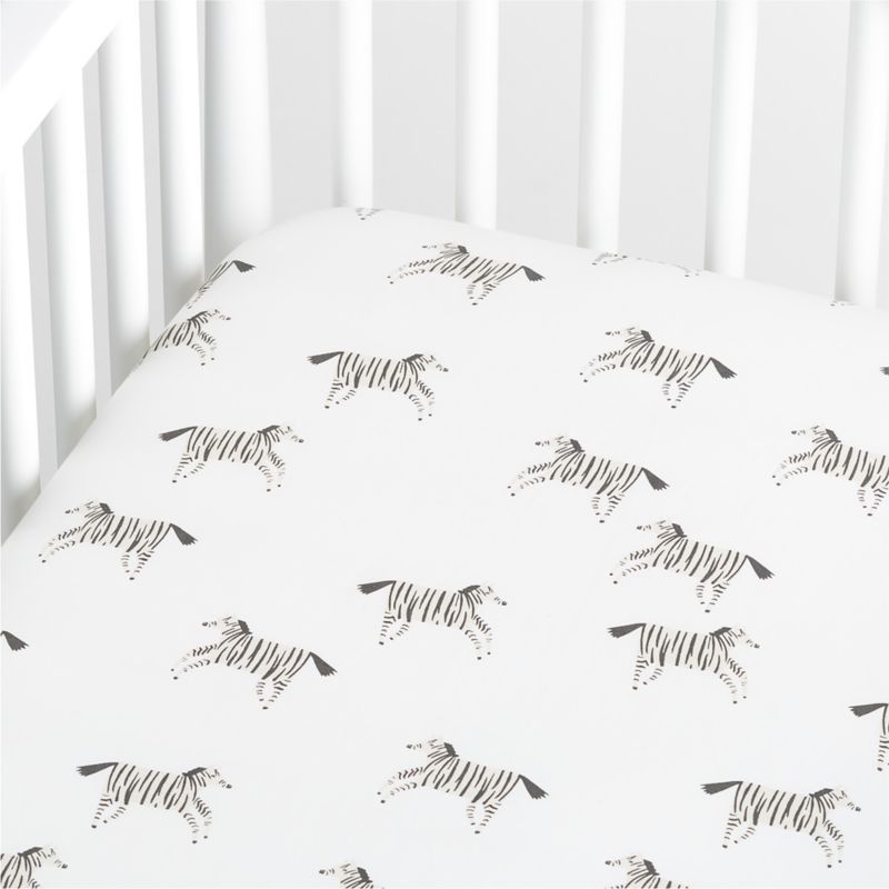 Modern Mikumi Organic Zebra Baby Crib Fitted Sheet | Crate & Kids | Crate & Barrel