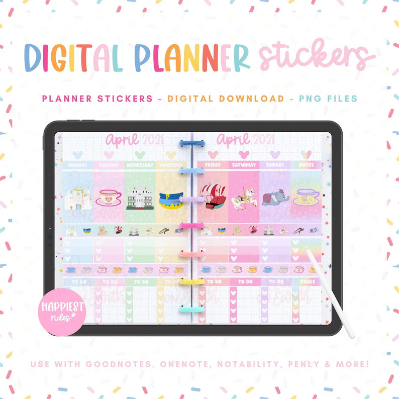 Disneyworld Digital Planner Stickers Bundle Happiest Rides – Disneyland Disneyworld Planner Sti... | Etsy (US)