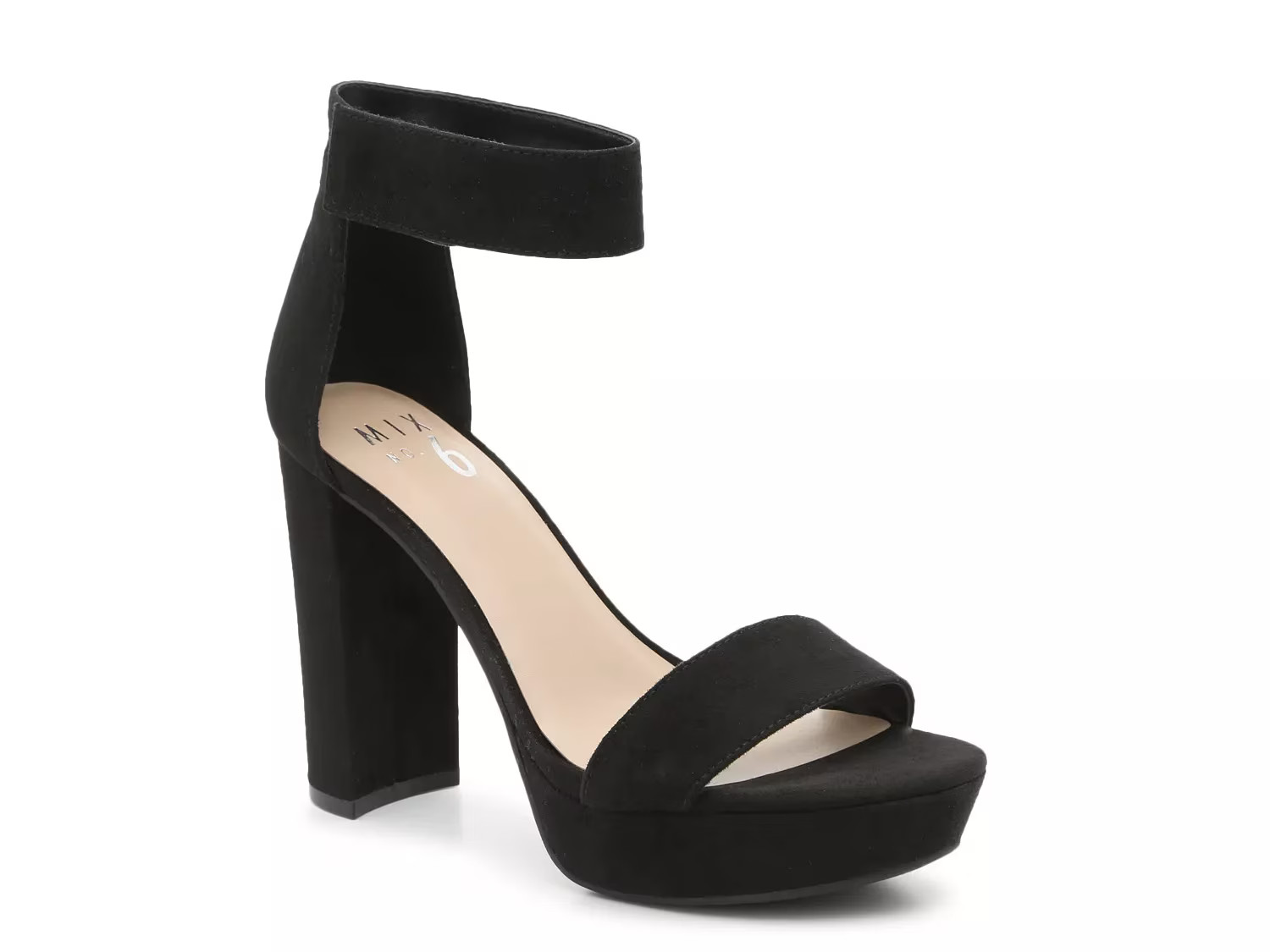 Mix No. 6 Taci Platform Sandal - Women's - Black Faux Suede - Ankle Strap Block Platform | DSW