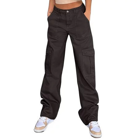 njshnmn Cargo Pants For Women With Pockets Pants for Women Trendy Streetwear Women with Pockets Grey XL | Walmart (US)