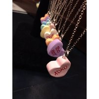 Candy Heart Necklace, Conversation Heart Jewelry, Valentines Day Jewelry, Conversation Heart, Candy Heart, Heart Pendant, Kids Jewelry | Etsy (US)