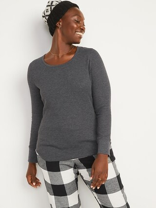 Long-Sleeve Scoop-Neck Thermal Pajama T-shirt for Women | Old Navy (US)
