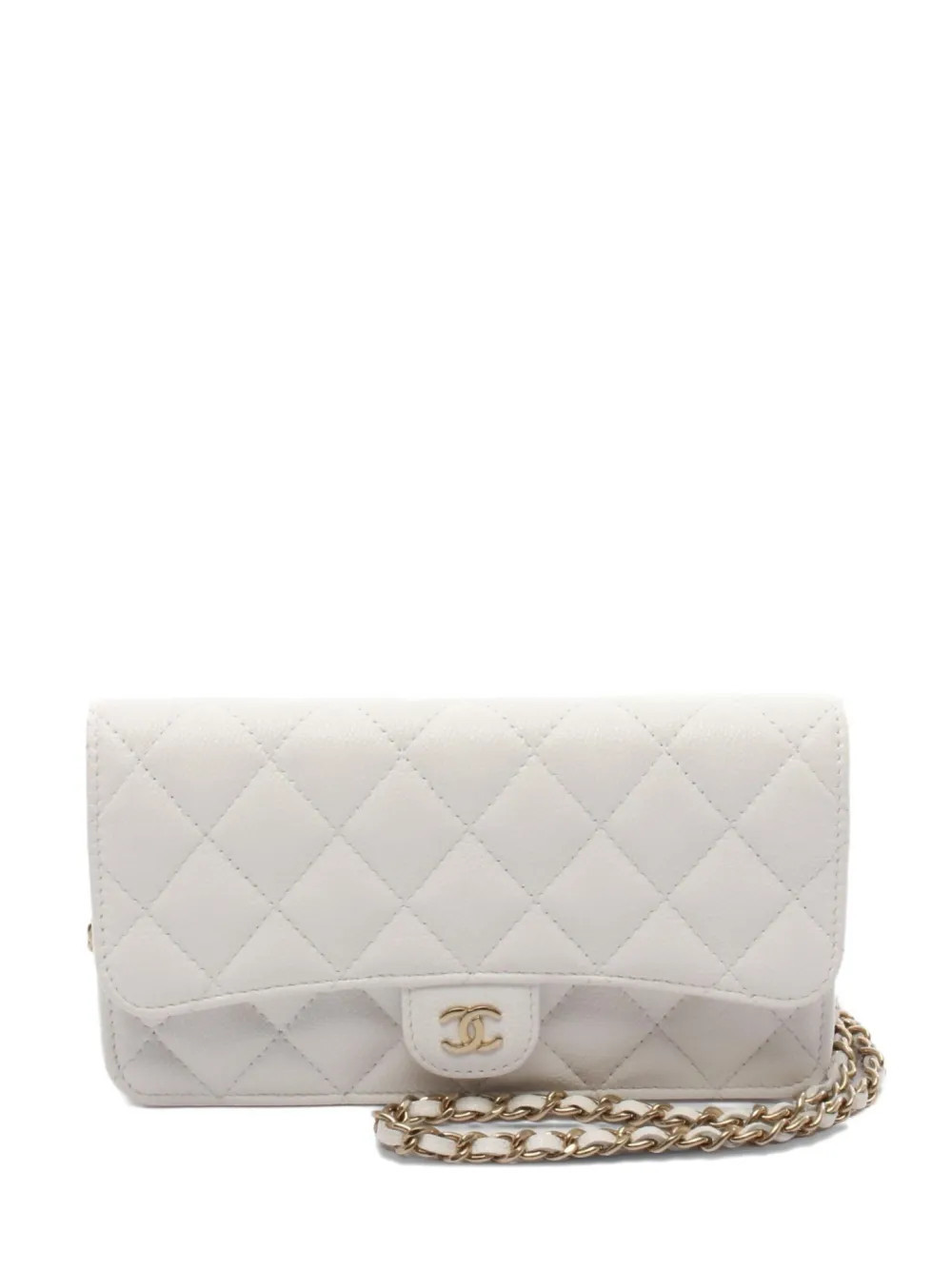 CHANEL Pre-Owned 2021 matelasse chain wallet - White | Farfetch Global