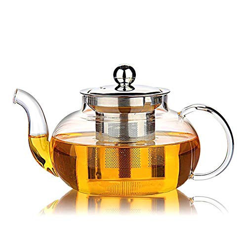 Hiware Glass Teapot with Stainless Steel Infuser & Lid, Borosilicate Glass Tea Pot Stovetop Safe, Blooming & Loose Leaf Teapots, 27 Oz | Amazon (US)