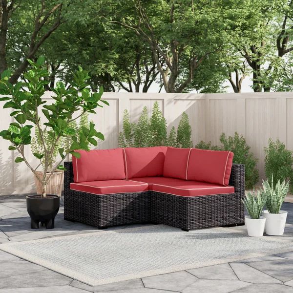 Holliston 3 Piece Rattan Sectional Seating Group with Cushions | Wayfair North America