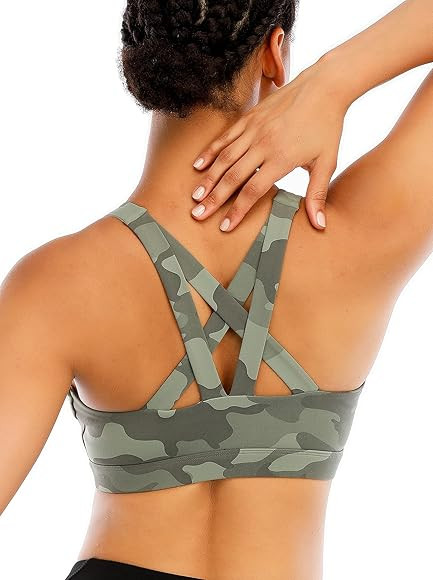 RUNNING GIRL Sports Bra for Women, Criss-Cross Back Padded Strappy Sports Bras Medium Support Yoga B | Amazon (US)