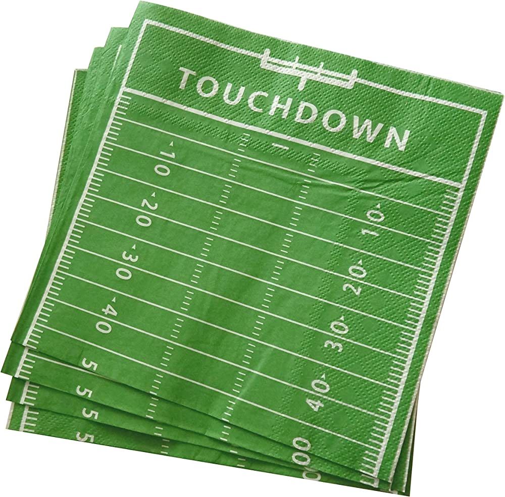 Football Party Napkins - 100 Pack Disposable Green Football Field Paper Napkins 6.5" x 6.5" Perfe... | Amazon (US)