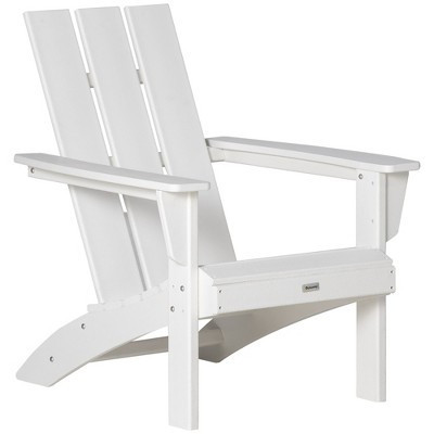 Outsunny Patio Adirondack Chair, Outdoor Plastic Fire Pit Chair, High-Density Weather Resistant  High-back, Large Seat, White | Target