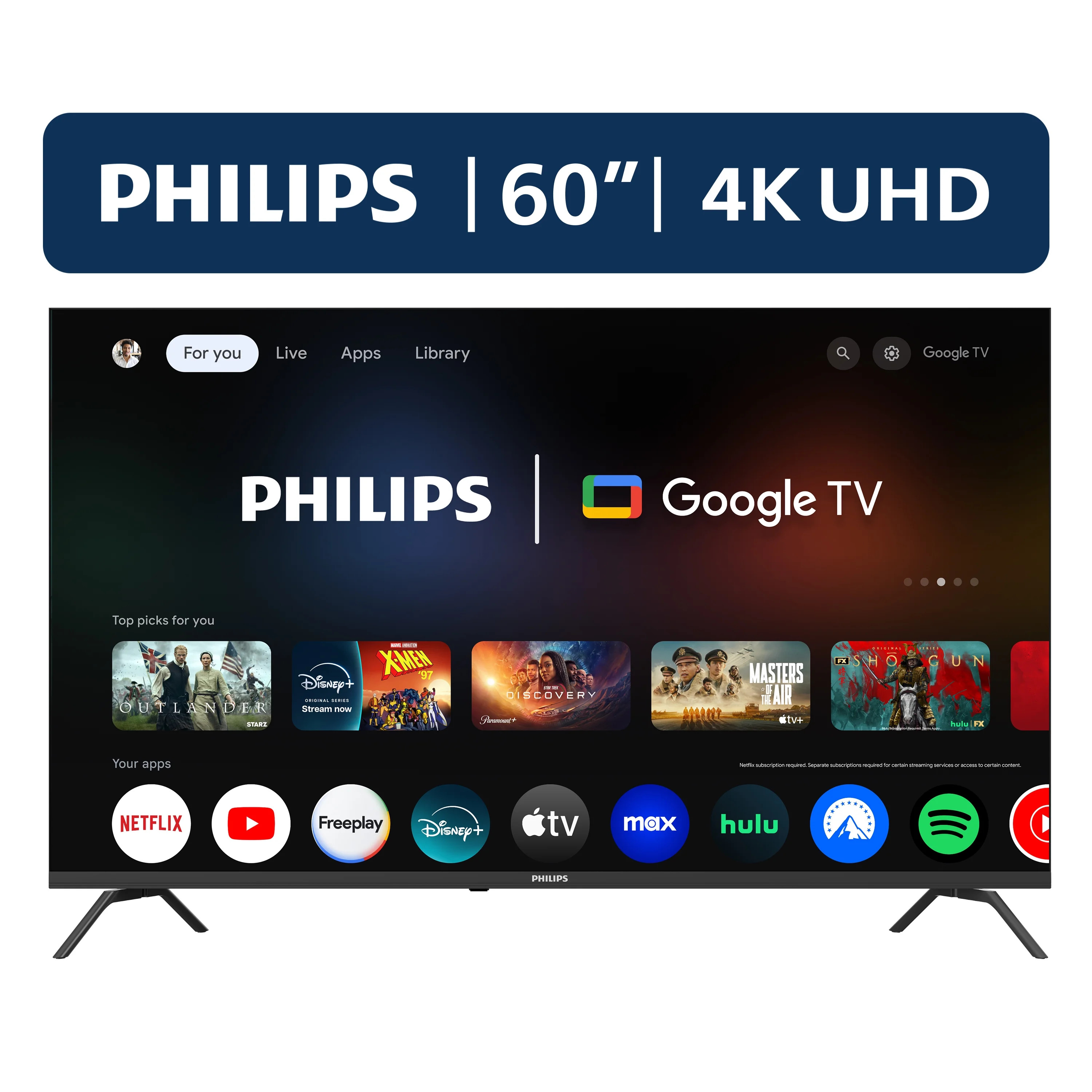 Philips 60” Class 4K Ultra HD (2160p) Google Smart LED TV (60PUL7555/F7) | Walmart (US)