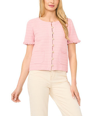 Women's Crewneck Short-Sleeve Cardigan Sweater | Macy's