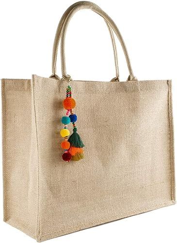 TANOSII Straw Beach Bag For Women Jute Handbag Handmade Woven Tote Bag | Amazon (US)